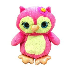 First & Main Fanta Zoo Olivia Owl 7 No. 8504 Pink Glittery Owl Plush Flower